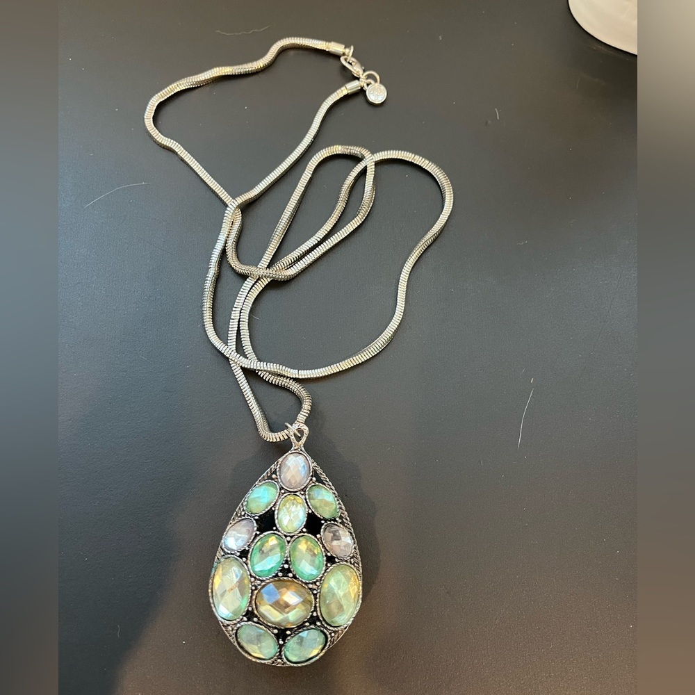 Unique large jeweled pendant necklace